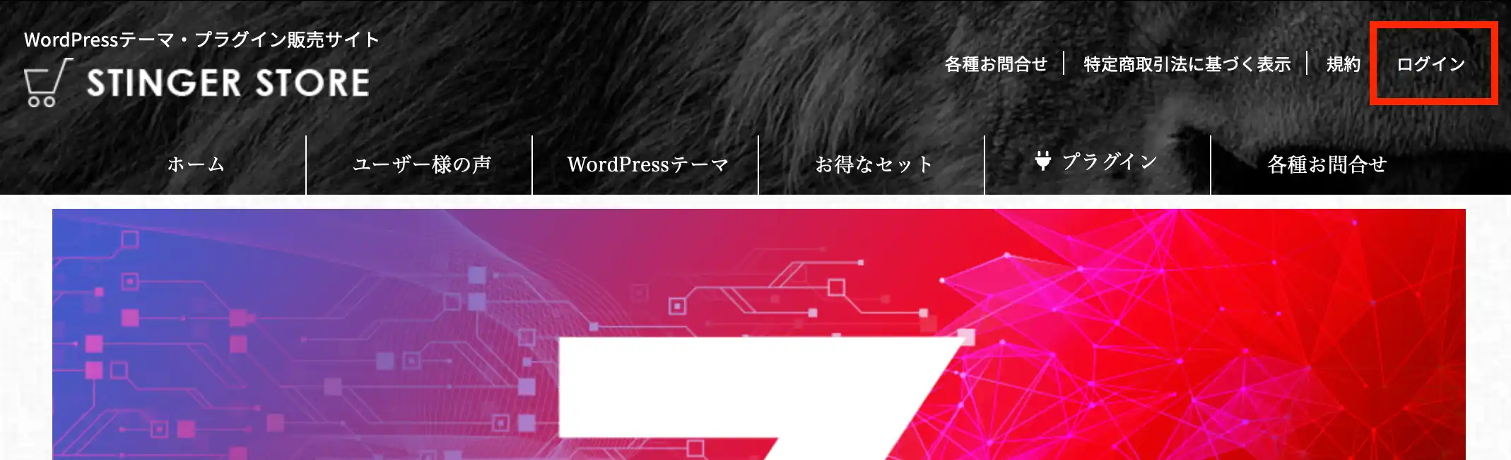STINGER-STORE-ログイン